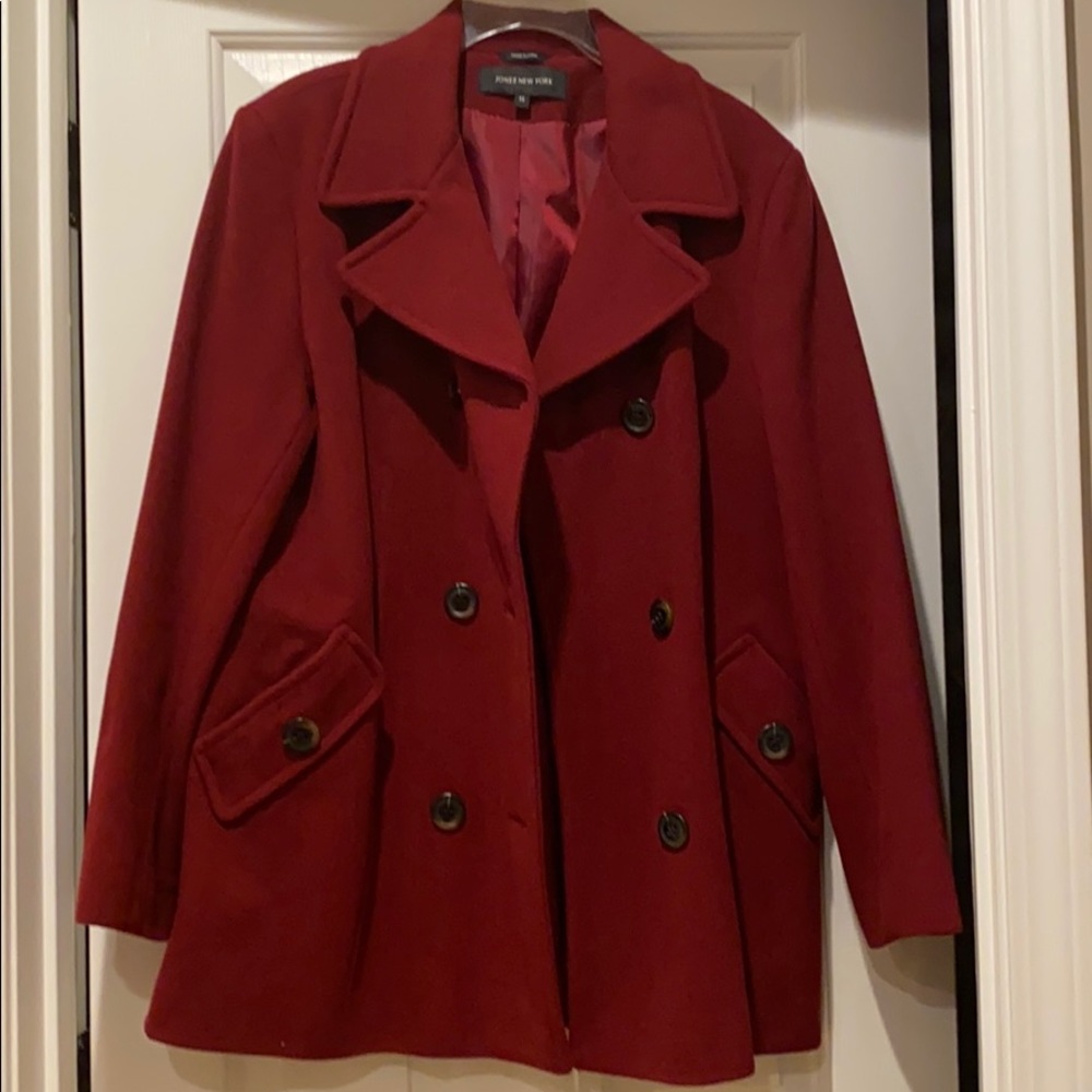 Jones New York Wool Red Peacoat